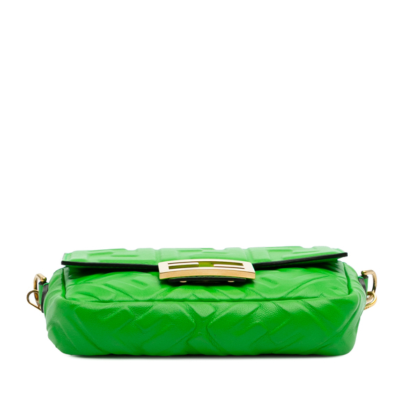 Pre-Loved Fendi Mini Zucca Embossed Leather Baguette Satchel - Picture 3 of 10